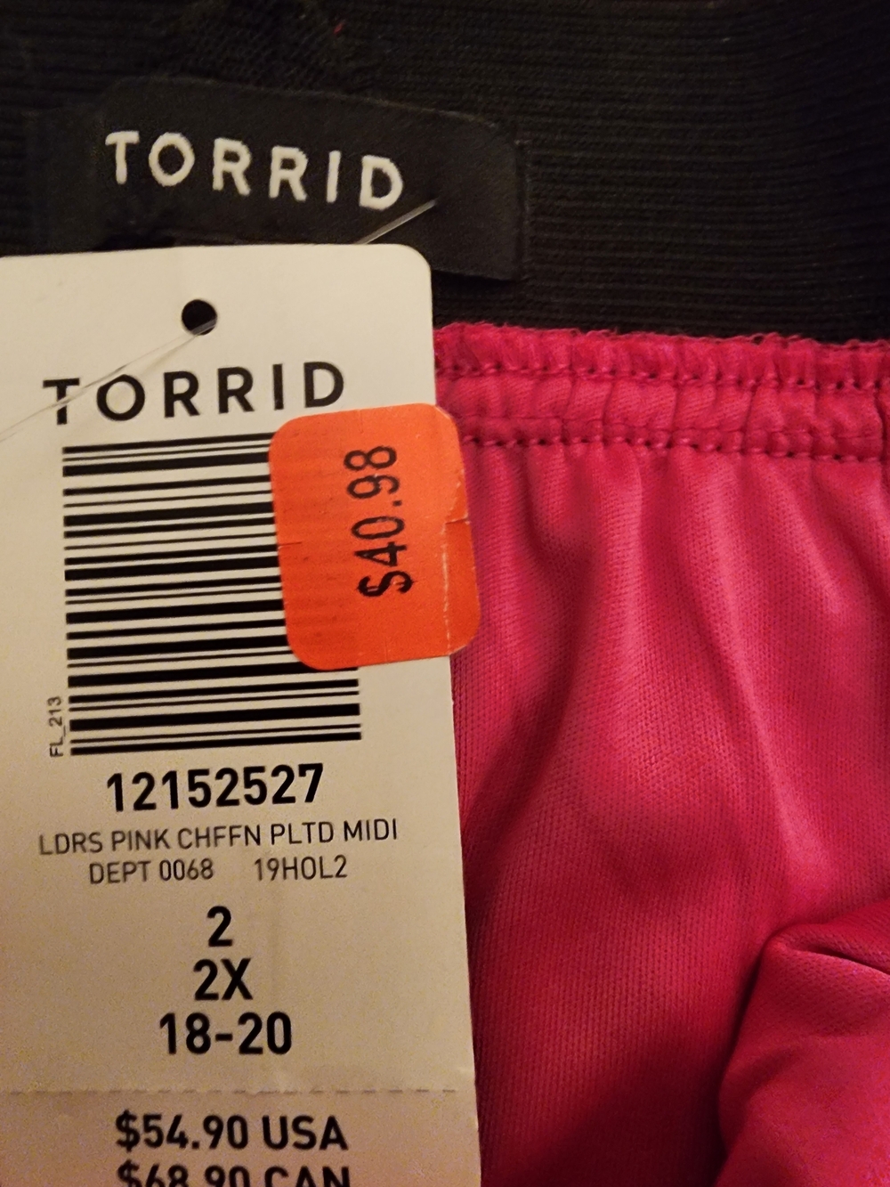 torrid Hot Pink Pleated Skirt with Black Waistband - Picture 5 of 7
